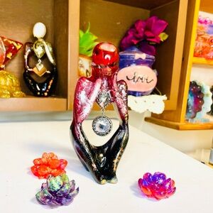 Handmade Artistic Red and Black Heart Pendant Figure